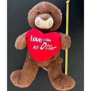 Rare! RUSS Plush LOVE YOU LIKE NO OTTER Brown w/ Red Heart Stuffed Animal 17"